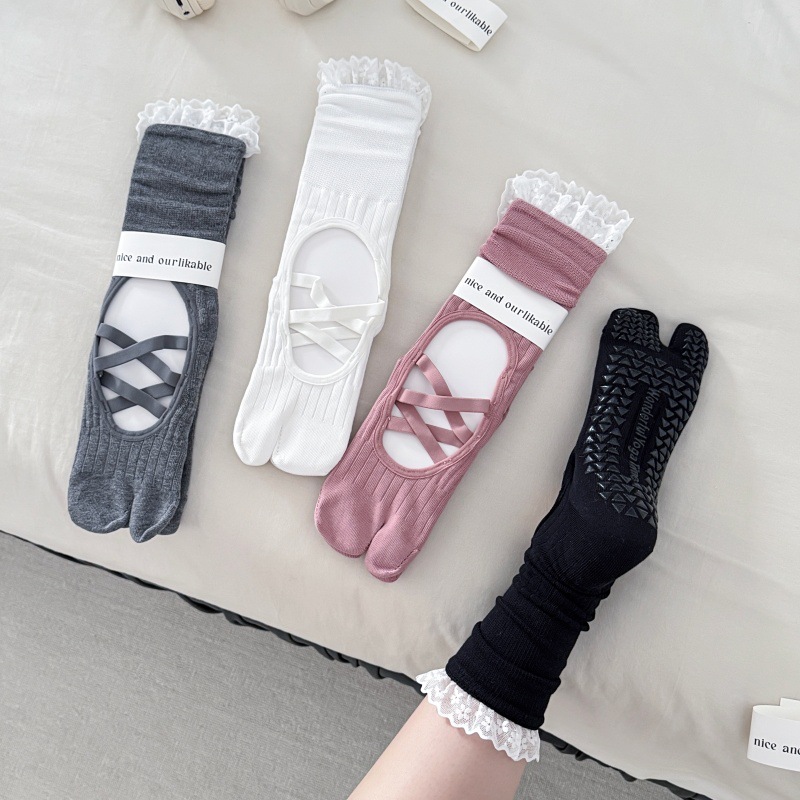 Lace Trim Split Toe Yoga Socks - Pilates & Yoga Vida 评论和价格