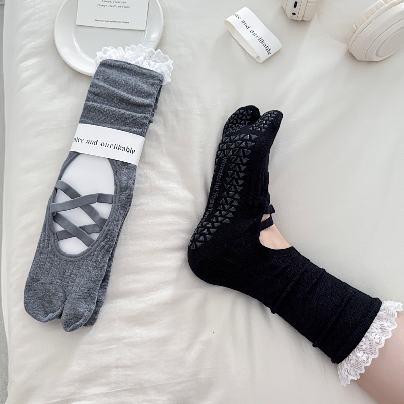 Lace Trim Split Toe Yoga Socks - Pilates & Yoga Vida 评论和价格